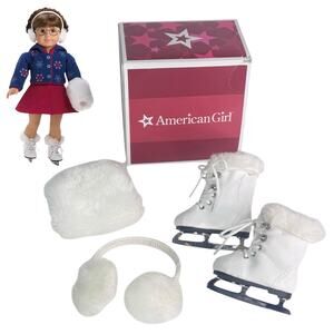 American Girl Molly Skates Hand Muff Earmuffs PreLoved Ice Skates Faux Fur Box